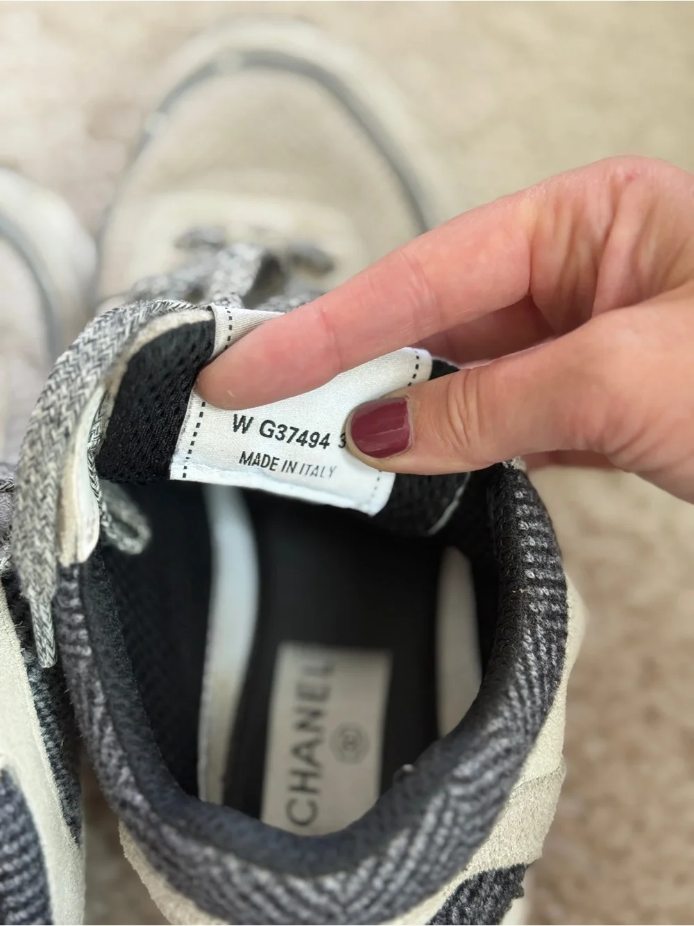 CHANEL Sneaker Gray Tweed Low Top 38
